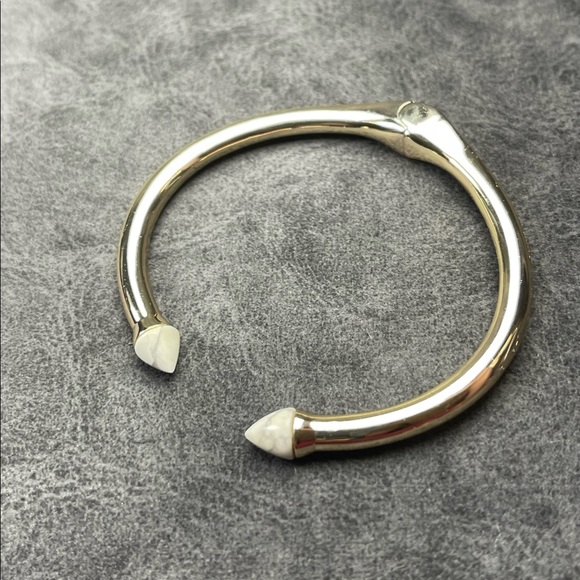 SLATE Porter Hinge Cuff Bracelet, Gold over Brass w/ Howlite, Rocksbox Exclusive - Picture 11 of 15